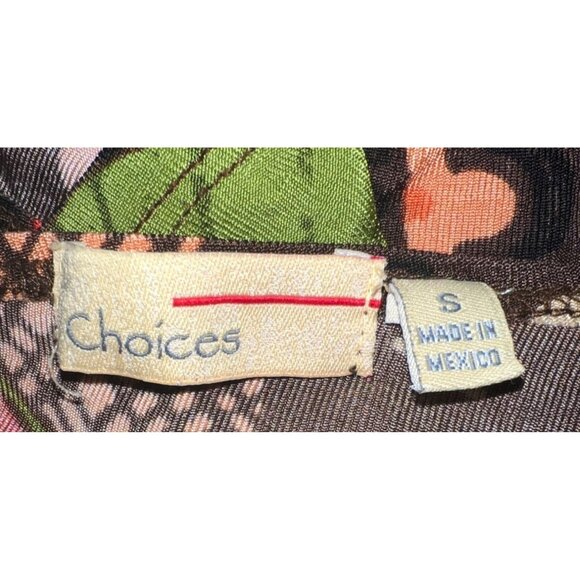 Choices Womens S Multicolor Floral Print Stretch Top W/ Knot Detail - Picture 5 of 9